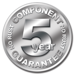 5 year no rust component guarantee logo